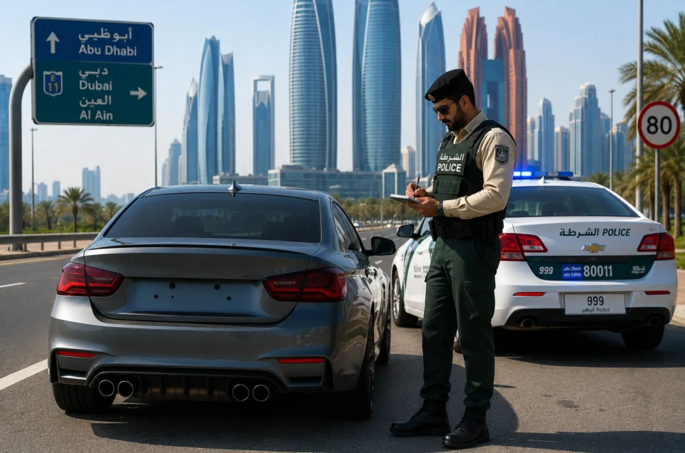 القيادة بدون لوحة أرقام في الإمارات: المخاطر القانونية، الغرامات، ولوائح أبوظبي